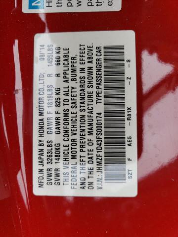 2015 HONDA CR-Z JHMZF1D43FS000174