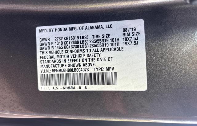 2020 HONDA ODYSSEY EL 5FNRL6H99LB004073