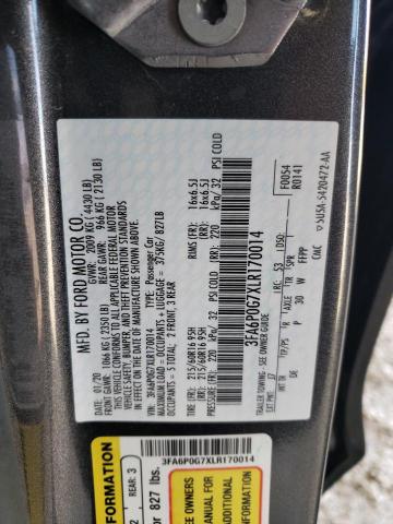 2020 FORD FUSION S - 3FA6P0G7XLR170014