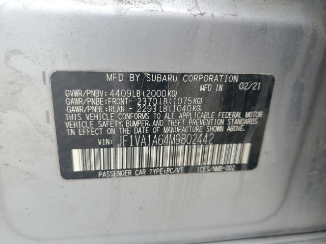 2021 SUBARU WRX JF1VA1A64M9802442