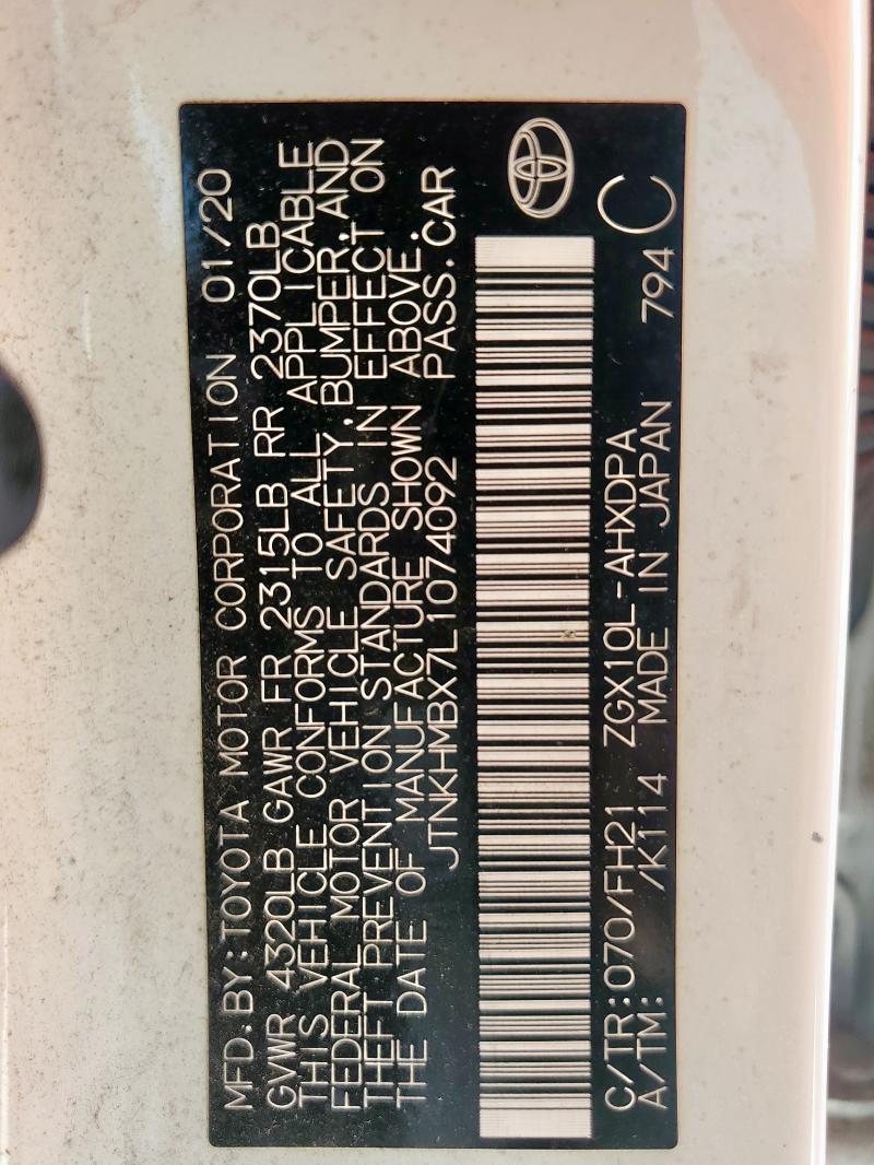 2020 TOYOTA C-HR XLE - JTNKHMBX7L1074092