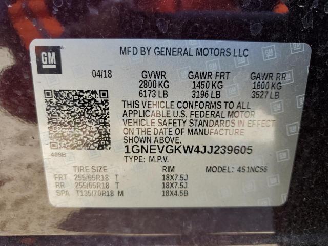 2018 CHEVROLET TRAVERSE L - 1GNEVGKW4JJ239605