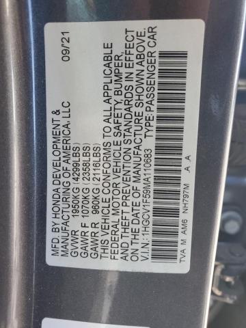2021 HONDA ACCORD EXL - 1HGCV1F59MA110683