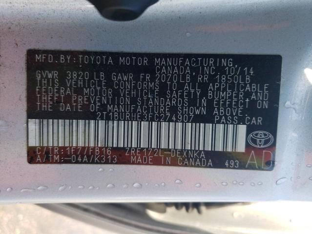 2015 TOYOTA COROLLA L - 2T1BURHE3FC274907