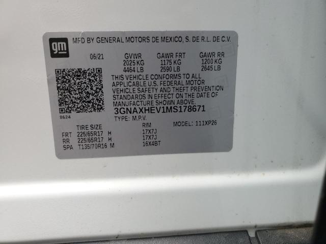 2021 CHEVROLET EQUINOX LS 3GNAXHEV1MS178671