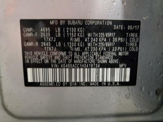 2017 SUBARU OUTBACK 2. 4S4BSACC1H3418734