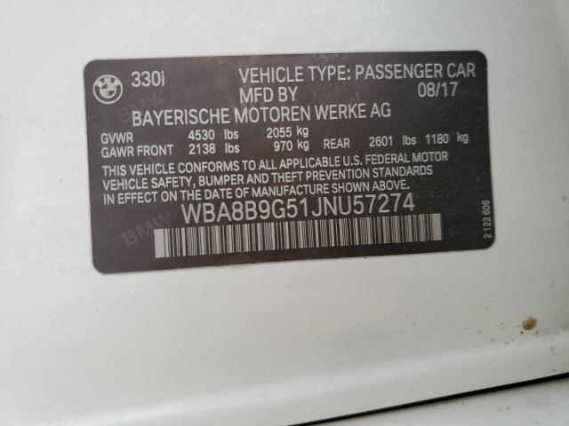 2018 BMW 330 I WBA8B9G51JNU57274