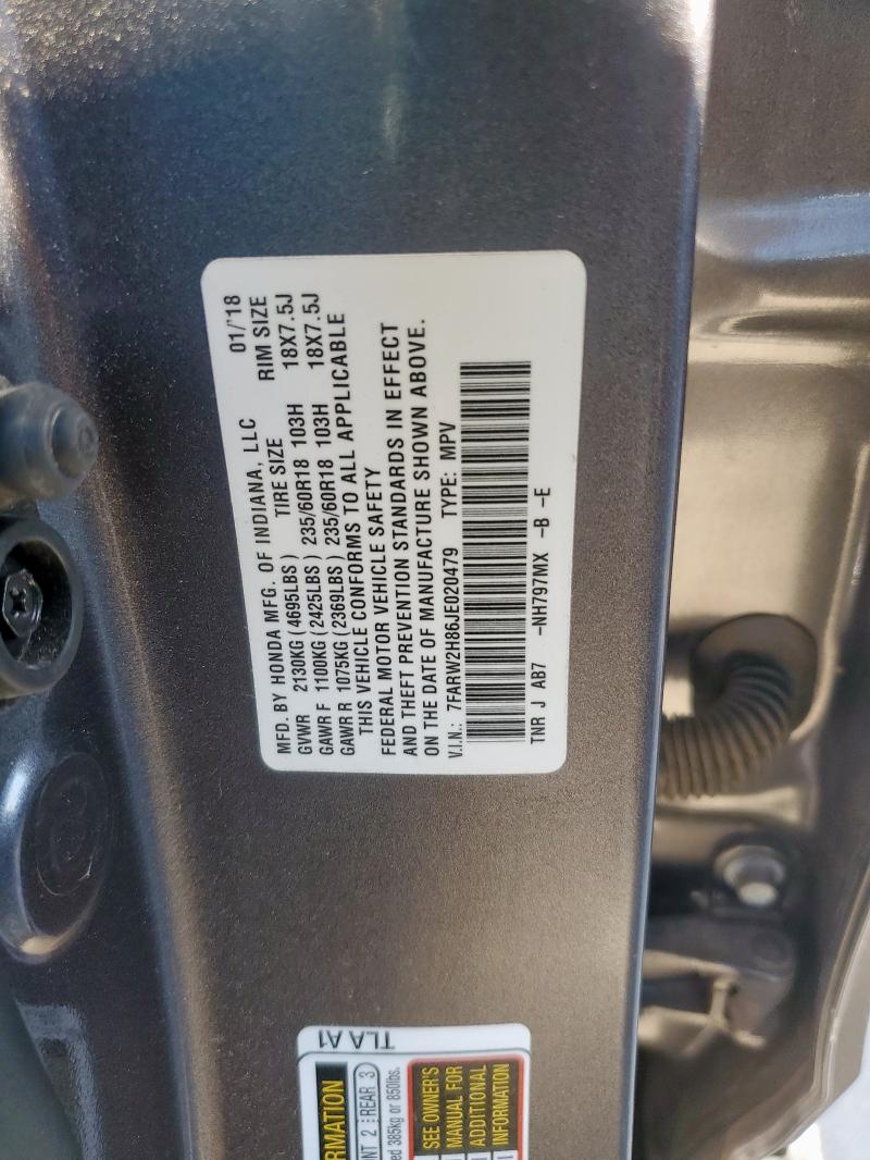 2018 HONDA CR-V EXL - 7FARW2H86JE020479