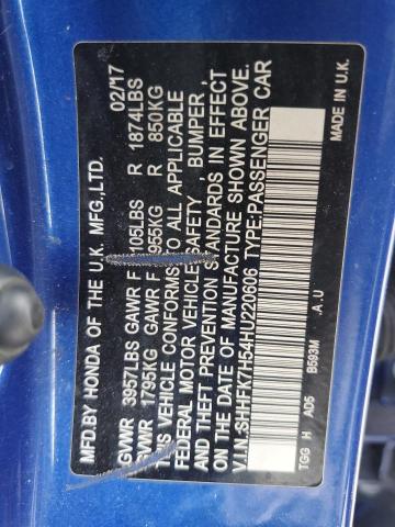 2017 HONDA CIVIC EX - SHHFK7H54HU220606