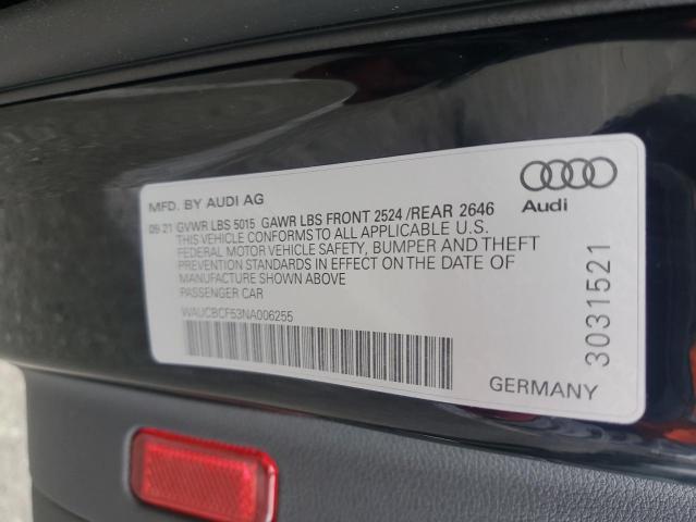 2022 AUDI A5 PREMIUM WAUCBCF53NA006255