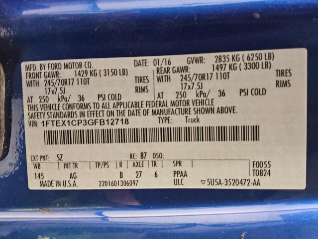 2016 FORD F150 SUPER - 1FTEX1CP3GFB12718