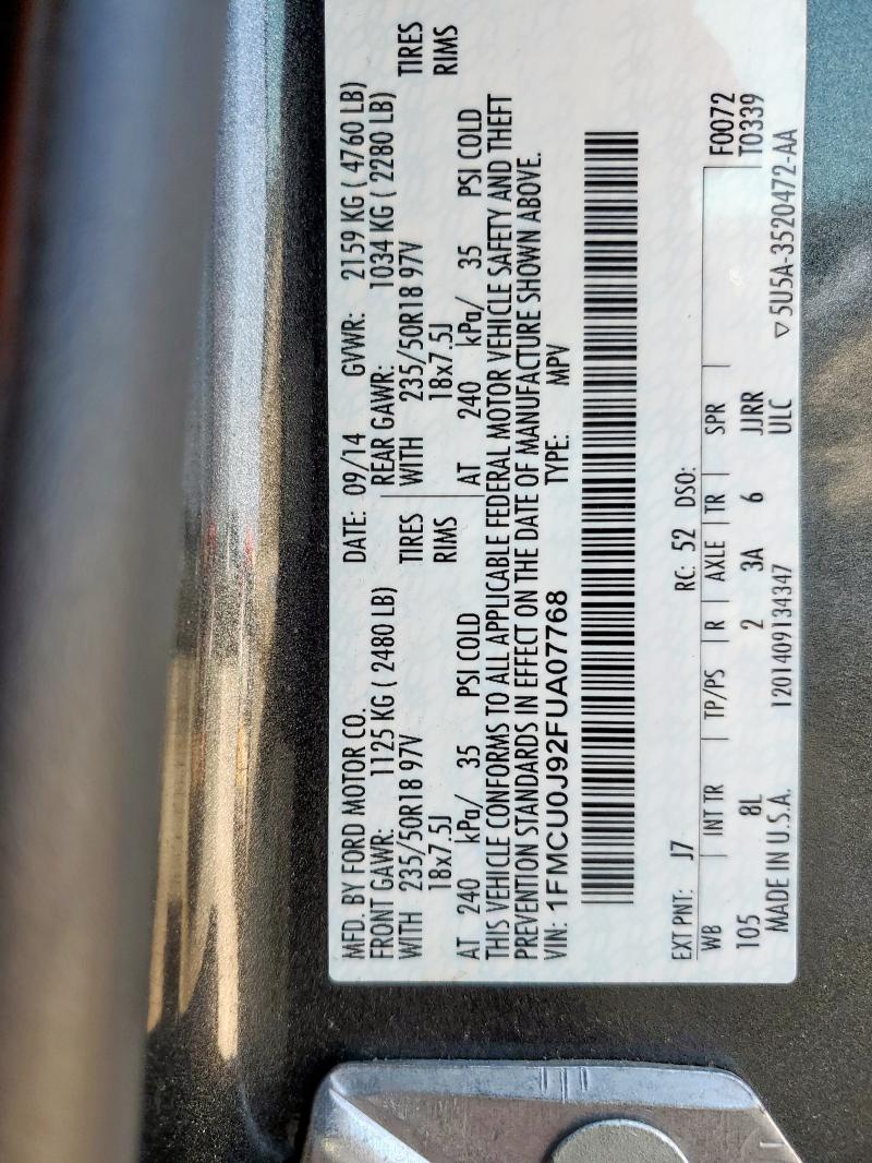 2015 FORD ESCAPE TIT - 1FMCU0J92FUA07768