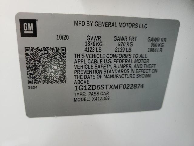 2021 CHEVROLET MALIBU LT - 1G1ZD5STXMF022874