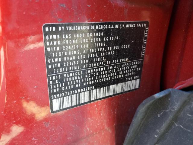 2022 VOLKSWAGEN TAOS SE IQ DRIVE 3VVPX7B21NM037629