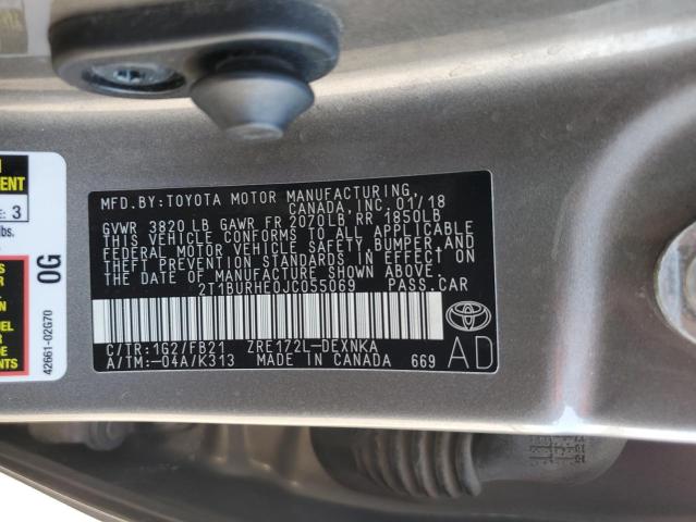 2018 TOYOTA COROLLA L - 2T1BURHE0JC055069