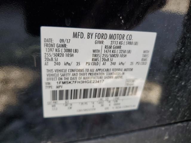 2017 FORD EXPLORER L - 1FM5K7FH3HGE23417