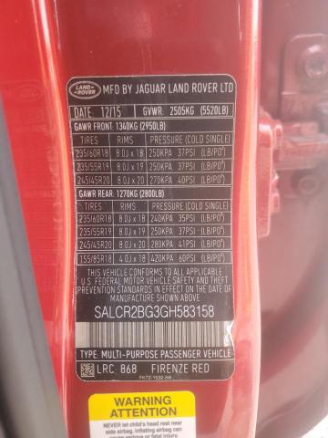2016 LAND ROVER DISCOVERY - SALCR2BG3GH583158