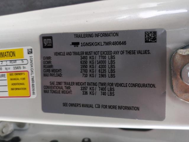 2021 CHEVROLET SUBURBAN K - 1GNSKGKL7MR480646