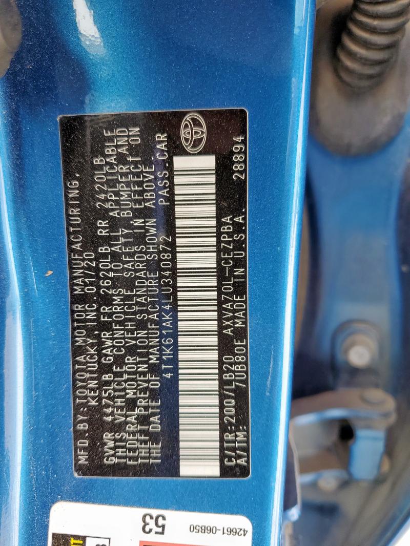 2020 TOYOTA CAMRY XSE - 4T1K61AK4LU340872