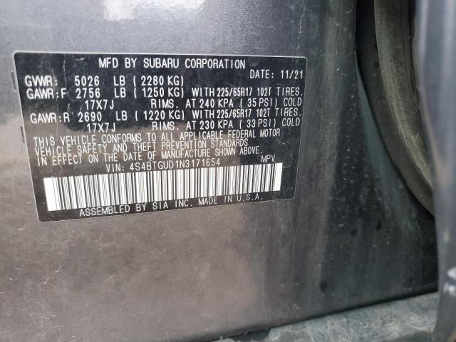 2022 SUBARU OUTBACK WI - 4S4BTGUD1N3171654