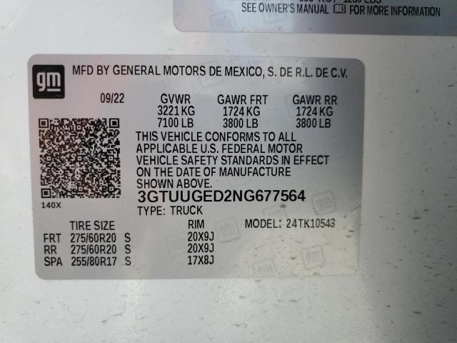 2022 GMC SIERRA K15 - 3GTUUGED2NG677564