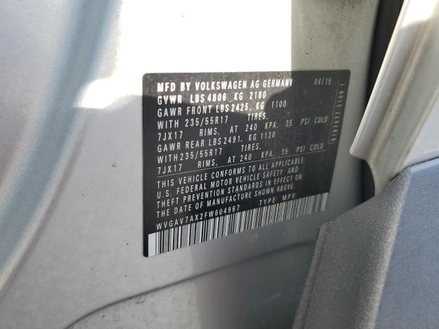 2015 VOLKSWAGEN TIGUAN S - WVGAV7AX2FW604967