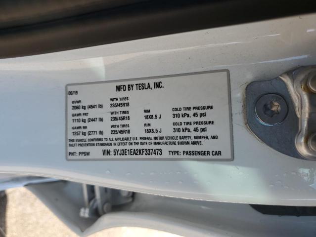 2019 TESLA MODEL 3 - 5YJ3E1EA2KF337473