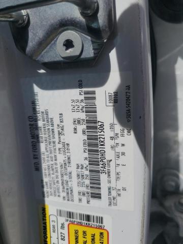 2019 FORD FUSION SE 3FA6P0HD1KR215067