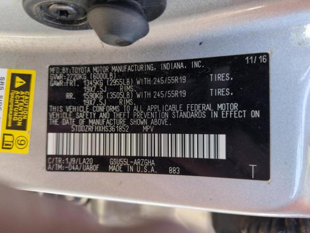 2017 TOYOTA HIGHLANDER - 5TDDZRFHXHS361852