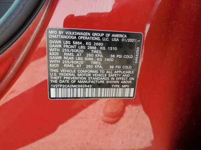 2021 VOLKSWAGEN ATLAS SEL - 1V2TP2CA2MC562543