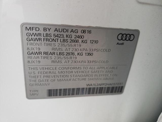 2017 AUDI Q5 WA1L2AFP2HA037231