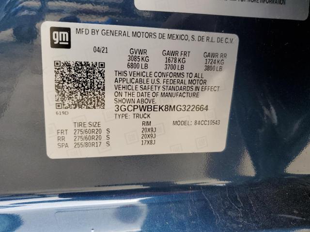 2021 CHEVROLET SILVERADO - 3GCPWBEK8MG322664