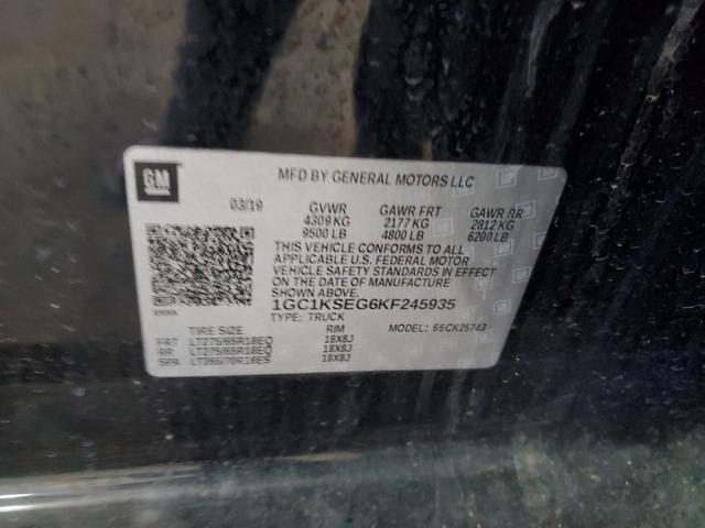 2019 CHEVROLET SILVERADO - 1GC1KSEG6KF245935
