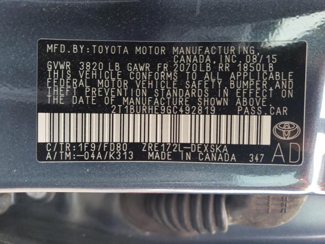 2016 TOYOTA COROLLA L - 2T1BURHE9GC492819