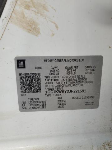 2018 CHEVROLET SILVERADO - 1GC1KWEY3JF221591