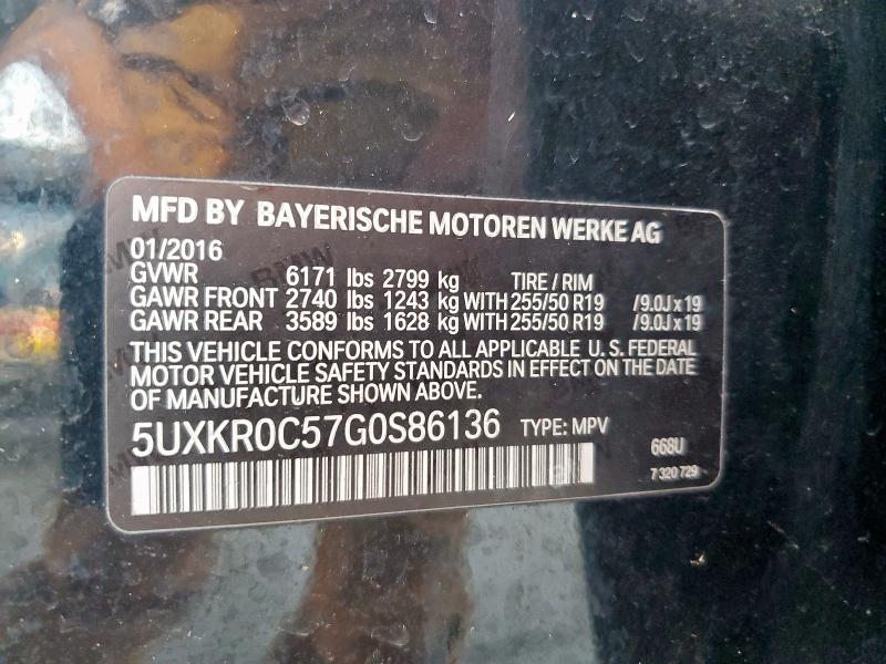 2016 BMW X5 XDRIVE3 - 5UXKR0C57G0S86136