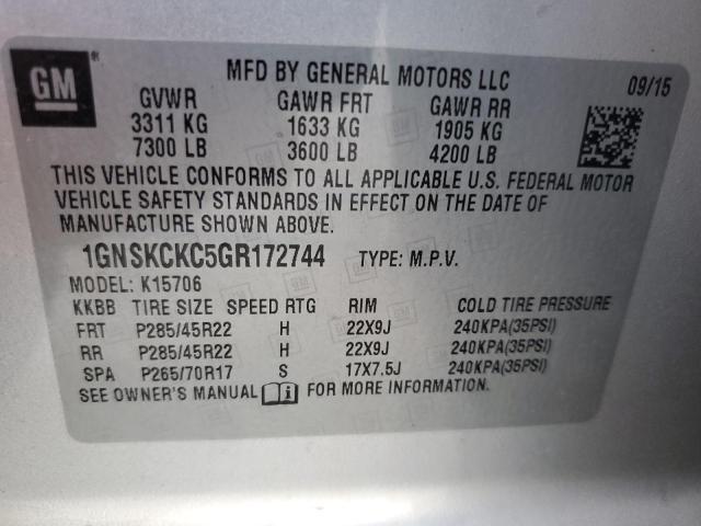 2016 CHEVROLET TAHOE K150 - 1GNSKCKC5GR172744