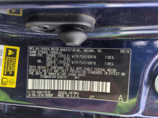2015 TOYOTA HIGHLANDER - 5TDBKRFHXFS090347