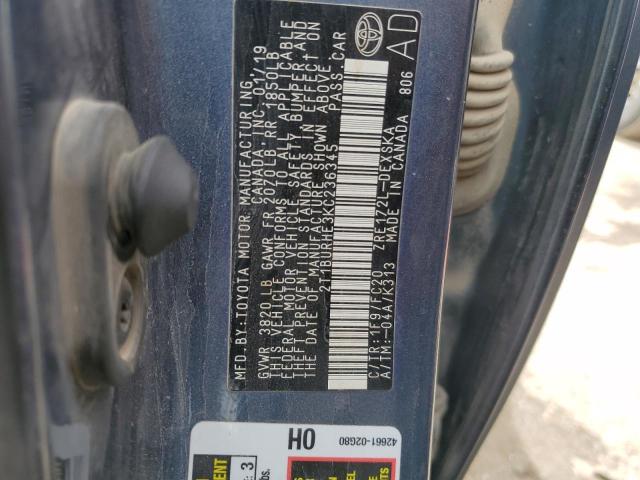 2019 TOYOTA COROLLA L - 2T1BURHE3KC236345