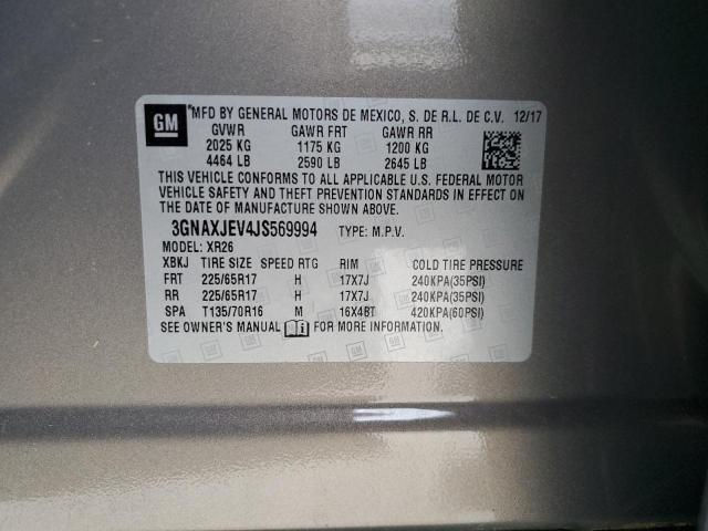 2018 CHEVROLET EQUINOX LT - 3GNAXJEV4JS569994