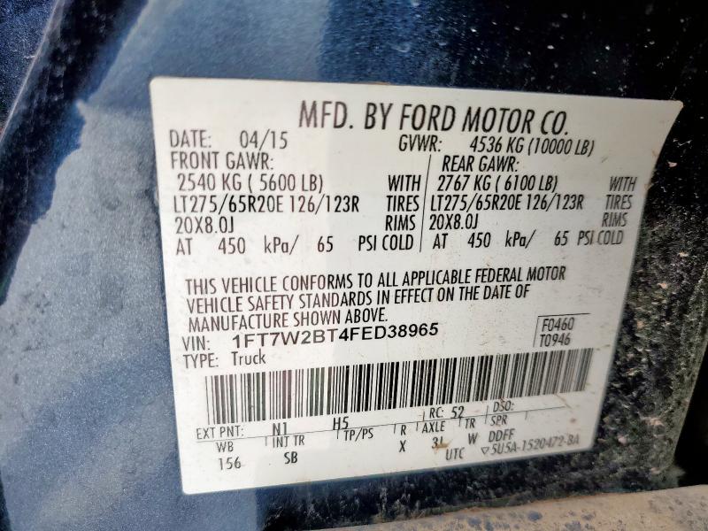 2015 FORD F250 SUPER - 1FT7W2BT4FED38965