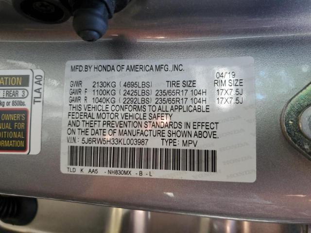 2019 HONDA CR-V LX - 5J6RW5H33KL003987