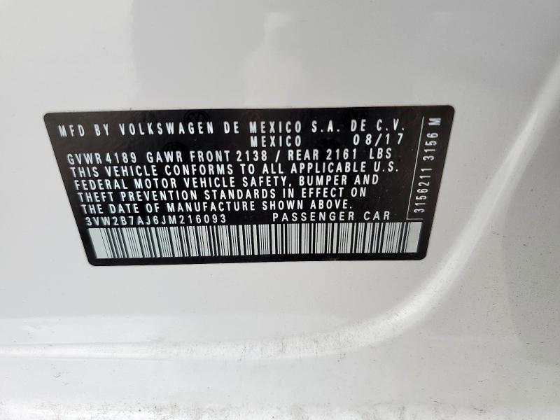 2018 VOLKSWAGEN JETTA S - 3VW2B7AJ6JM216093