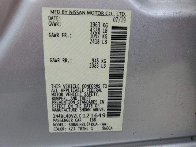 2020 NISSAN ALTIMA SV 1N4BL4DV2LC121649