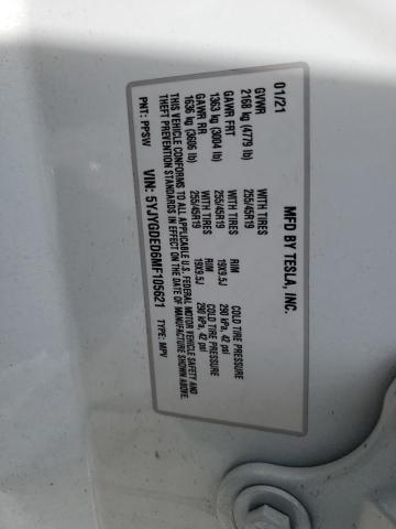 2021 TESLA MODEL Y - 5YJYGDED6MF105621