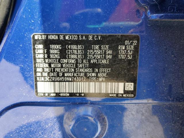 2022 HONDA HR-V EX - 3CZRU6H59NM743012