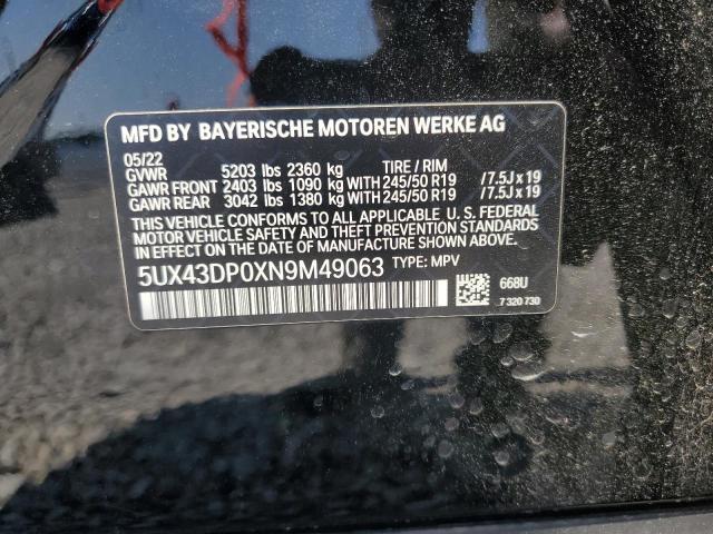 2022 BMW X3 SDRIVE3 - 5UX43DP0XN9M49063