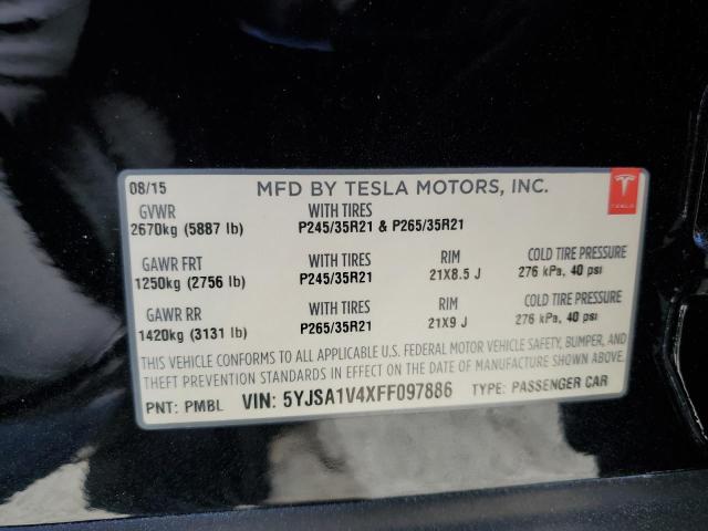2015 TESLA MODEL S P9 5YJSA1V4XFF097886