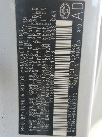 2019 TOYOTA COROLLA L - 2T1BURHE6KC241376