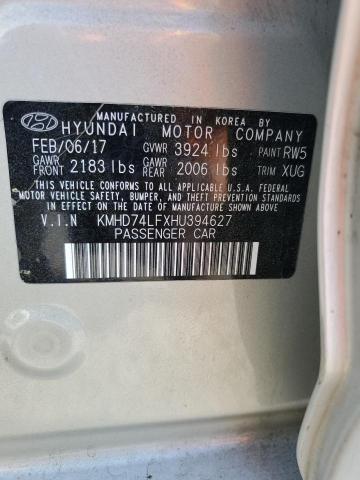 2017 HYUNDAI ELANTRA - KMHD74LFXHU394627